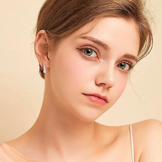 AINUOSHI 4 Stone Moissanite Hoop Earrings, 925 Sterling Silver Lever-Back Earrings for Women