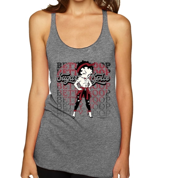 Wild Bobby Betty Boop Sugar and Spice Wink Betty Boop Tri-Blend Racerback Tank Top, Premium Heather, Large