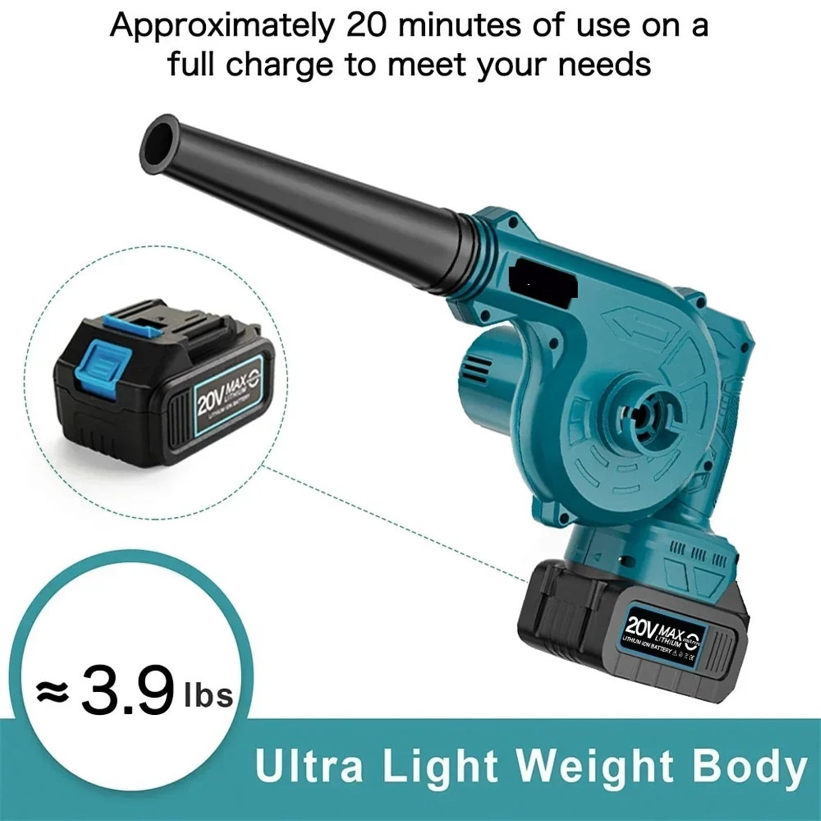 2-in-1 Electric Cordless Garden Leaf Air Blower Computer Dust Collector Dust Snow Blowing Power Tools ,Easy to Use