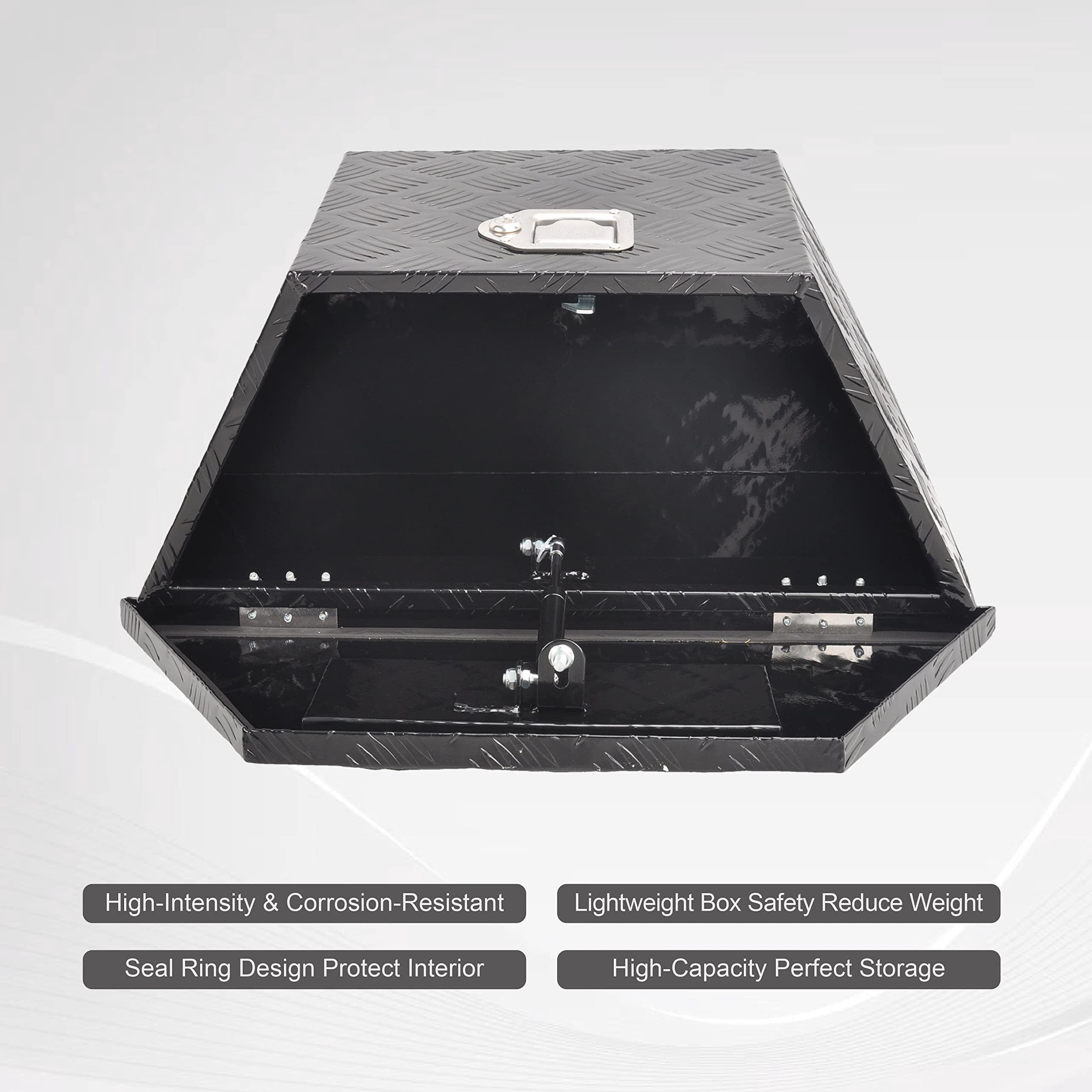 FGJQEFG 26 Inch Aluminum Truck Tool Box Black Trailer Tongue Box Pickup Underbody Toolbox w/Lock