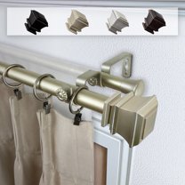 Domovina Juma 1" Double Curtain Rod-Color:Gold,Size:160-240"