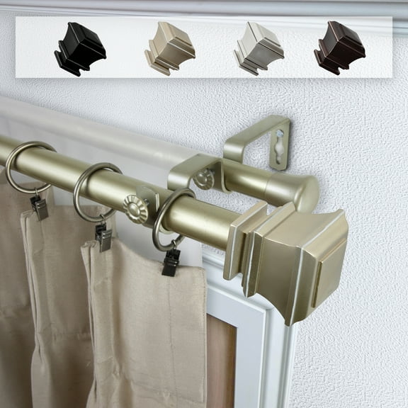 Domovina Juma 1" Double Curtain Rod-Color:Gold,Size:120-170"