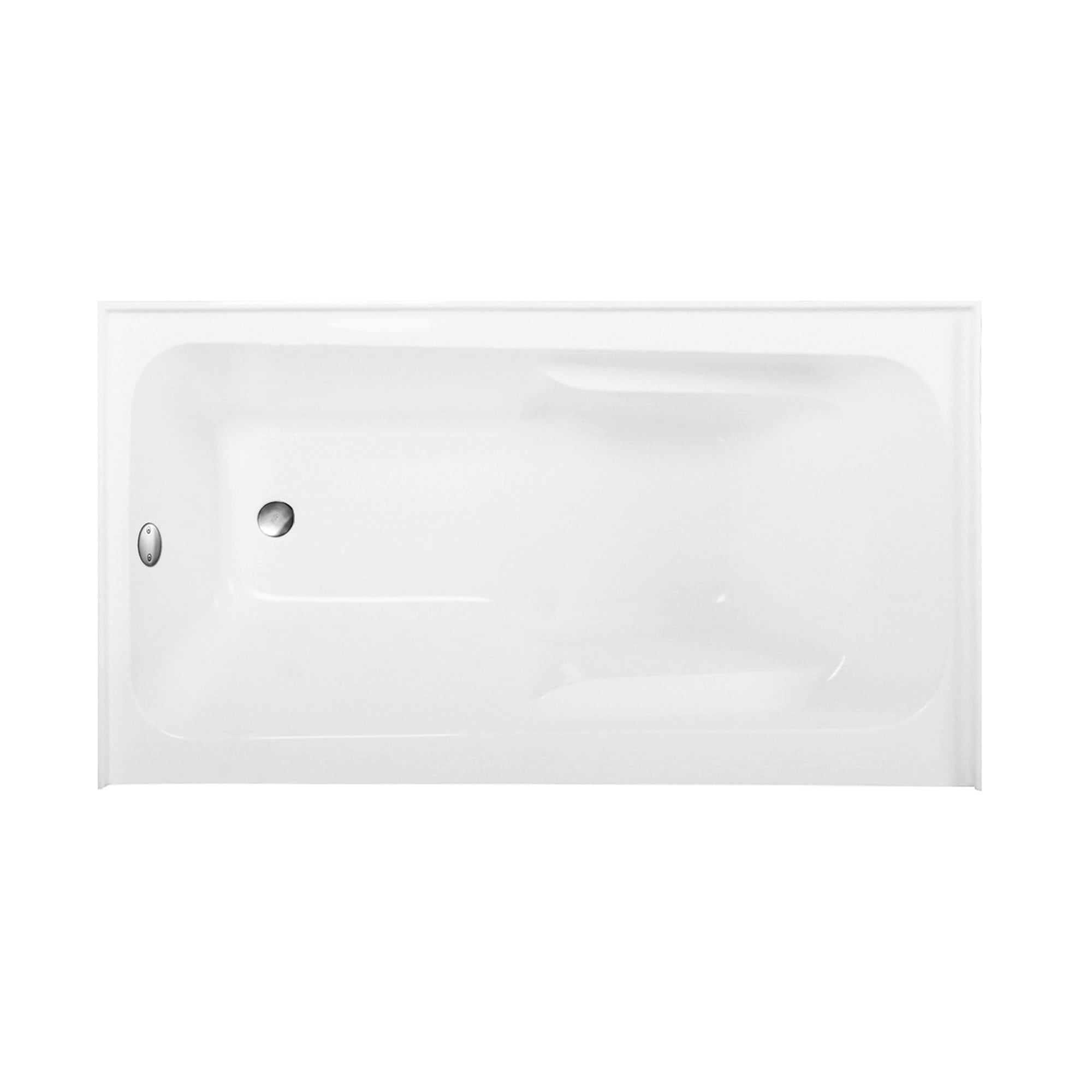 Aqua Eden CVTAP543023L8 54" Acrylic Rectangular 3-Wall Alcove Tub with Armrests, Left Hand Drain, Glossy White/Brushed Nickel