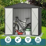 8 x 6 Outdoor Storage Shed on Sale, Aiho Shed & Outdoor Storage Clearance, Metal Storage Shed for Outside, Backyard, Garden & Patio - Dark Gray