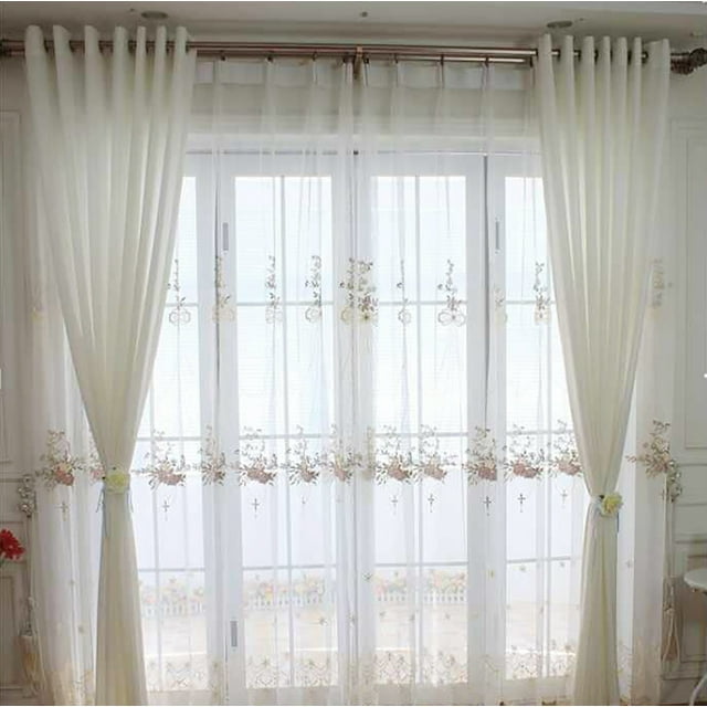 Rideau de Fenêtre Broderie Voile de Mode Rideau Transparent pour la Décoration Intérieure
