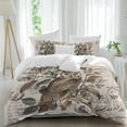 thumbnail image 2 of Farmhouse Owl Bedding 3 Piece Duvet Cover Set Queen Size, Country Envelope Postmark Rustic Botancial Soft Microfiber Comforter Cover with Zipper Closure & Pillowcases, FadeResistant Quilt Cover, 2 of 9