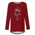 thumbnail image 3 of Aofany Plus Size Christmas Shirts for Women Wine Glass Print Holiday Tops Long Sleeve Crewneck Tunic Blouses, 3 of 3