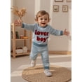 thumbnail image 6 of BemeyourBBs Toddler Baby Boy Valentines Day Outfits Letter Embroidery Long Sleeve Striped Sweatshirt and Joggers Pants Set Spring Clothes, 6 of 9