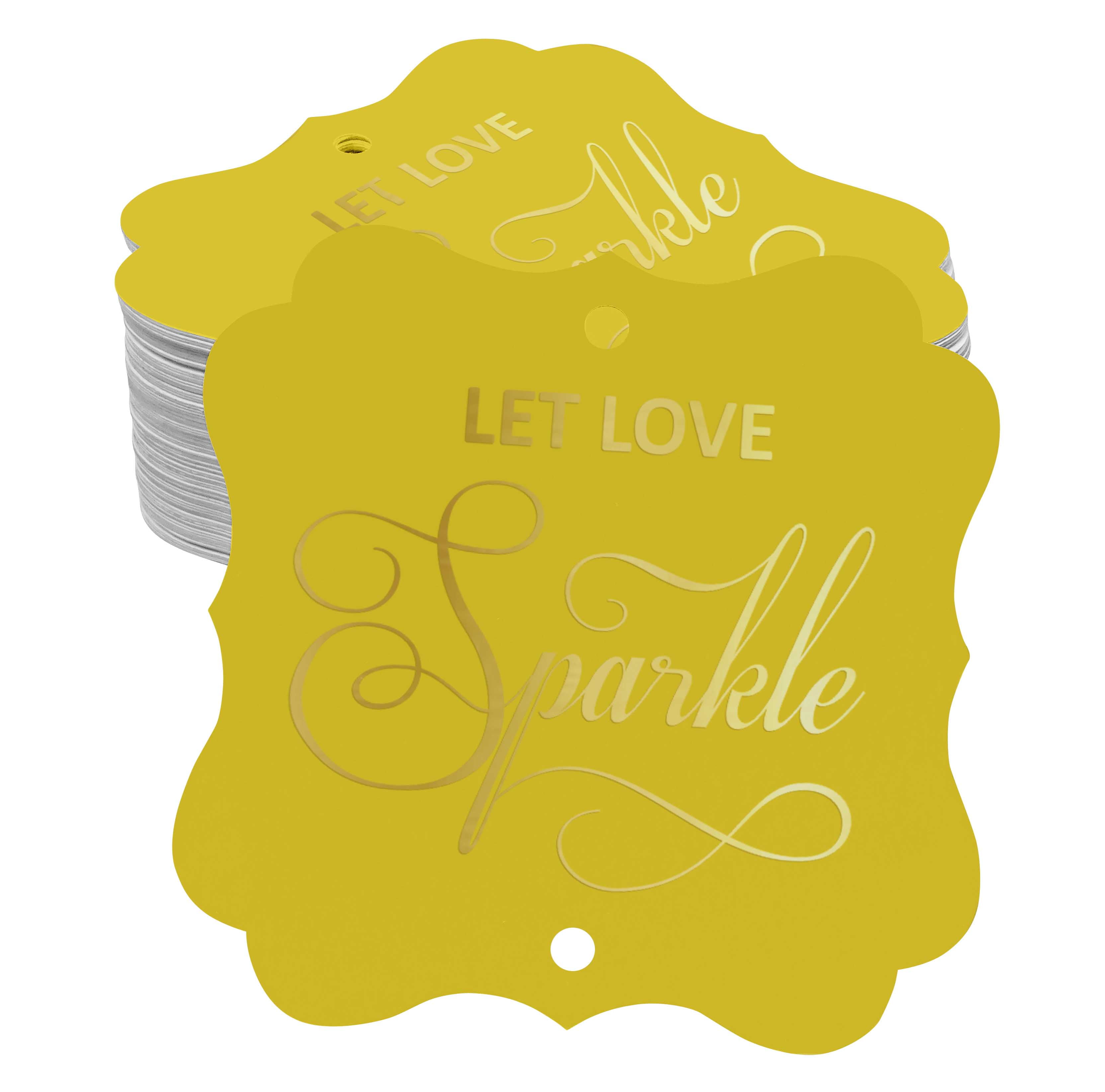 Inkdotpot Real Gold Foil Bracket Shape Paper Hang Tags Let Love Sparkle