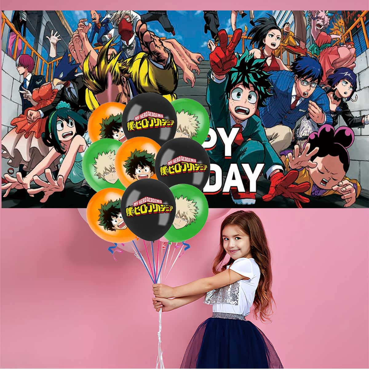 My Hero Academia Birthday Party Supplies Balloons Paper Plates Decoration Cake Topper Decor Tableware Banner Backdrop