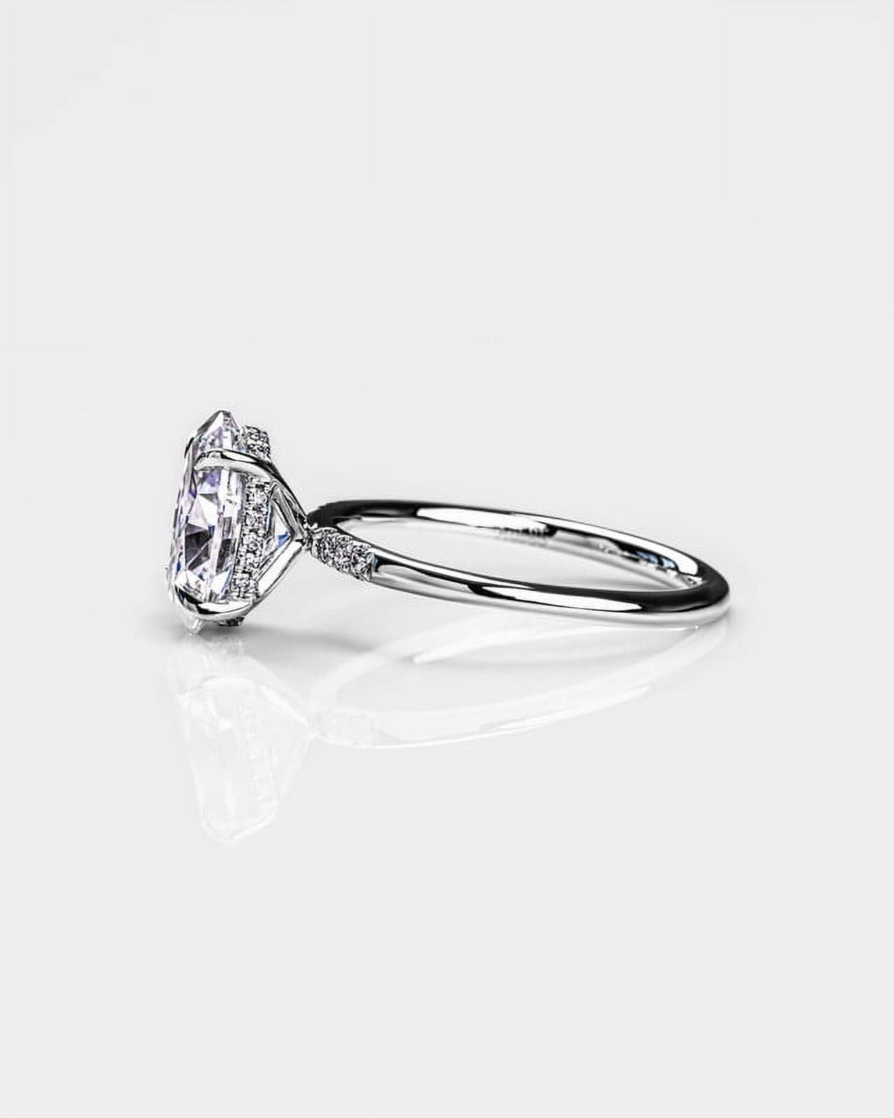 solitaire jewels 1.7CT Oval Moissanit Hidden Halo Engagement Ring For Women, 14K White Gold