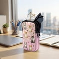 thumbnail image 7 of SEANATIVE Double Glasses Case with Zipper, Soft Eyeglass Cases Sunglasses Pouch Travel Eyeglasses Case Organizer Portable Reading Glasses Pouch Bag for Women Men, Cat Heart-shaped Pattern Pink, 7 of 7