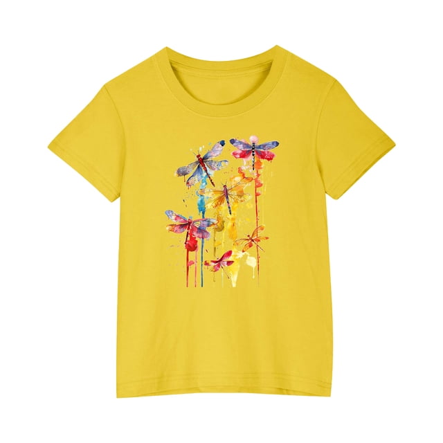 RXIRUCGD 2025 Vêtements d'Été pour Enfants T-shirt Imprimé Mode Mignon Col Rond Manches Courtes