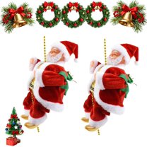 Santa Claus Musical Climbing Rope, Electric Climbing Santa on Rope, Climbing Santas Claus with Music Climbs Up and Down for Christmas Party Decoration (2PCS)