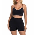 thumbnail image 2 of Women 2 Piece Workout Sets Compression Tummy Control Leggings with Pockets Halter Built in Bra Tank Tops,Compression(Black,L), 2 of 9