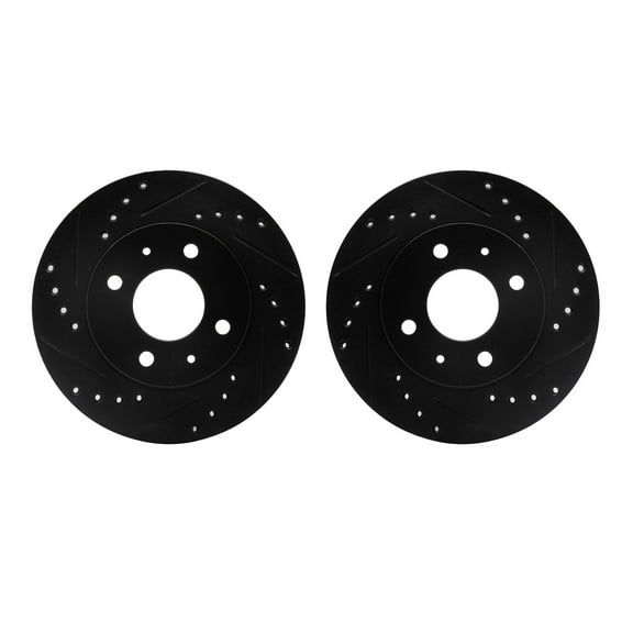 Dynamic Friction Company Front Brake Rotors-Drilled and Slotted-Black 8002-67061