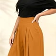 thumbnail image 5 of XuJwPNcy Women Palazzo Pants Wide Leg Baggy Flowy Pants Comfort Soft Pleated Front Vacation Trousers(Yellow,X-Large), 5 of 6