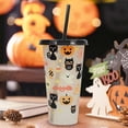 thumbnail image 2 of Halloween Black Cat Color Changing Cups 24oz Reusable Plastic Tumblers with Lids,Durable Reusable Cups for Beverages, Black Cat Halloween Party Cups, Reusable Drink Tumblers Drinkware(Black), 2 of 8