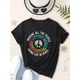 thumbnail image 3 of Regular Size Peace Sign Print T-shirt, Casual Short Sleeve Crew Neck Top For Spring & Summer, Women's Regular Size Clothing, 3 of 6