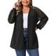 thumbnail image 1 of Cárdigan ligero de mujer plus size GRACE & GRANDEUR, tejido de ganchillo, con dise?o de encaje, de manga larga, casual, abierto por delante, talla 2X, color negro, 1 of 5