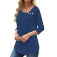 thumbnail image 3 of UVN Summer Square Neck Blouses for Women 3/4 Sleeve Shirt Ladies Dressy Casual Button Tunic Tops, 3 of 8