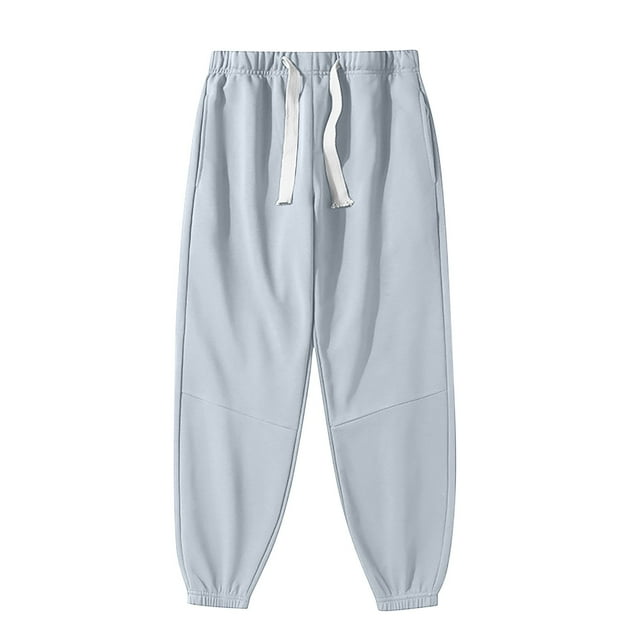 RXIRUCGD Men's Solid Color Casual Ankle Drawstring Pants Full Length Pants, Gray, Size: L