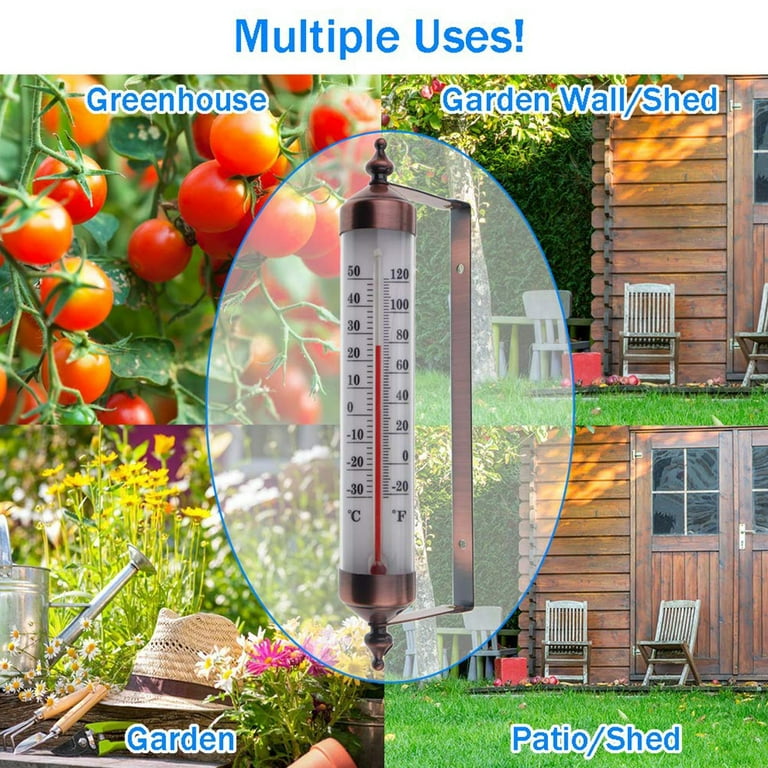 Wooden Wall Thermometer Baby Room Patio Garage Hallway Greenhouse Indoor /  Out.