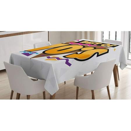 

70s Party Decorations Tablecloth Party Time 70s Music Theme Retro Fashion Vibrant Joyful Triangles Rectangular Table Cover for Dining Room Kitchen 60 X 84 Inches Multicolor by Ambesonne