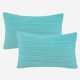 thumbnail image 4 of Fluffy Corduroy Velvet Solid Color Suqare Cusion Accent Decorative Throw Pillow for Couch, 12" x 20", Aqua, 2 Pack, 4 of 6