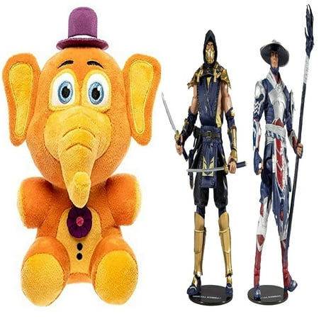 Five Nights at Freddy's Pizza Simulator - Orville Elephant Collectible Figure + Toys Mortal Kombat Scorpion and Raiden 7" Action Figure Multipack, Pack of 2