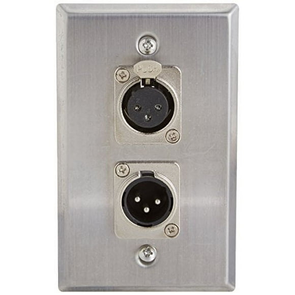 Seismic Audio SA-PLATE32 Stainless Steel Wall Plate XLR Male and Female Connector for Cable Installation