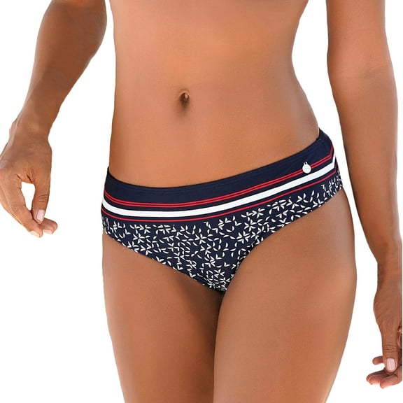 LASCANA Women's Pattern Classic Bikini Swimsuit Bottom Contrast Stripe