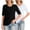 White/Black, variant on Women's 2-Pack Half Sleeve V Neck T-Shirts Solid Color Casual Summer Tees White/Black