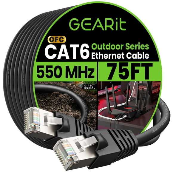 Cable Ethernet GearIt Cat6 Outdoor, 23 AWG, cobre puro, 75 pies