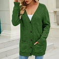thumbnail image 4 of Hfyihgf Women's Long Sleeve Cable Knit Sweater Open Front Cardigan V Neck Button Down Loose Outerwear with Pockets Green M, 4 of 6