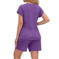 thumbnail image 5 of MOSHU Womens Pajamas Sets V Neck Tops and Drawstring Shorts Sets with Pockets Two Piece Lounge Sets Oufits, 5 of 12