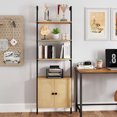 thumbnail image 2 of Costway 2 PCS Ladder Bookshelf with Rattan Cabinet 71" Tall Wall Mounted Bookcase Natural, 2 of 10