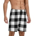thumbnail image 2 of Naloa White And Black Plaid Men's Short Pajama Pants, Lounge Comfort Shorts with Elasticized Waistband and Side Pockets - XX-Large, 2 of 9