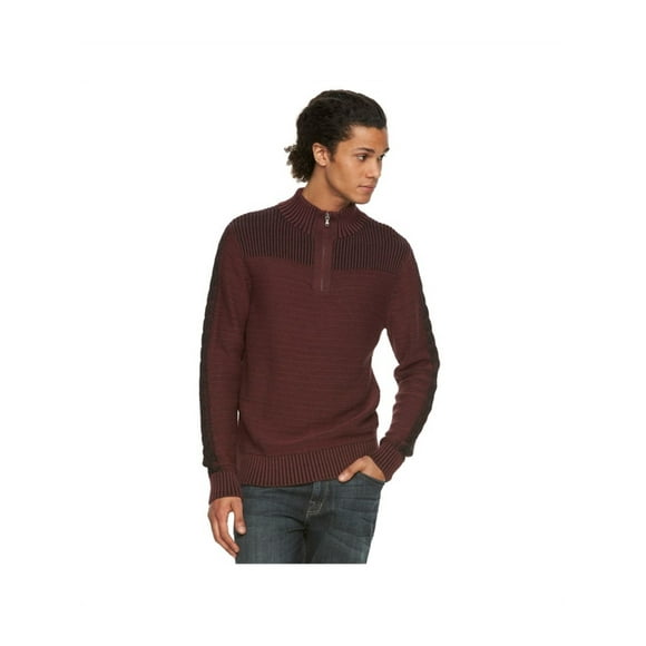 Rock & Republic Mens Marbled Mock-Neck Pullover Sweater 601drkcrimson XL