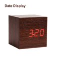 thumbnail image 3 of Brown Wooden Digital Alarm Clock with Touch and Sound Control for Travel and Desk Use, 3 of 5