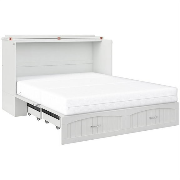 Bowery Hill Traditional Solid Wood Murphy Queen Bed in White