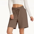 thumbnail image 4 of Shorts for Women Soild Color Elastic Waist Drawstring Workout Shorts with Pocket Fashion Loose Fits Casual Summer Shorts, 4 of 5