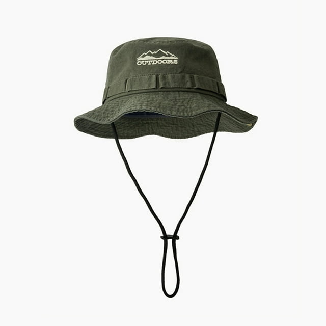 Chapeau de Cowboy en Coton pour Femmes Protection Solaire pour Randonnée, Camping et Voyage - Cordon de Serrage Réglable, Protection UV et Design Ventilé en Vert Armée
