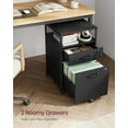 thumbnail image 4 of CQAOE Mobile File Cabinet with Lock, 2-Drawer Filing Cabinet on Wheels, Steel Frame Storage with Open Shelf, Fits A4/Letter-Size Hanging Folders, for Home Office Organization,Ink Black, 4 of 7