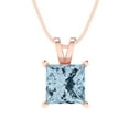 thumbnail image 4 of 2.0 ct princess cut natural swiss blue topaz 14k pink rose hypoallergenic Solid gold Designer Everyday Affordable Dainty Necklace Pendant + 16" hypoallergenic Solid gold chain, 4 of 7