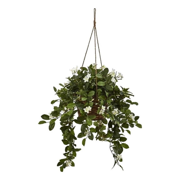 Nearly Natural 16in. Mixed Stephanotis Artificial Plant Hanging Planter