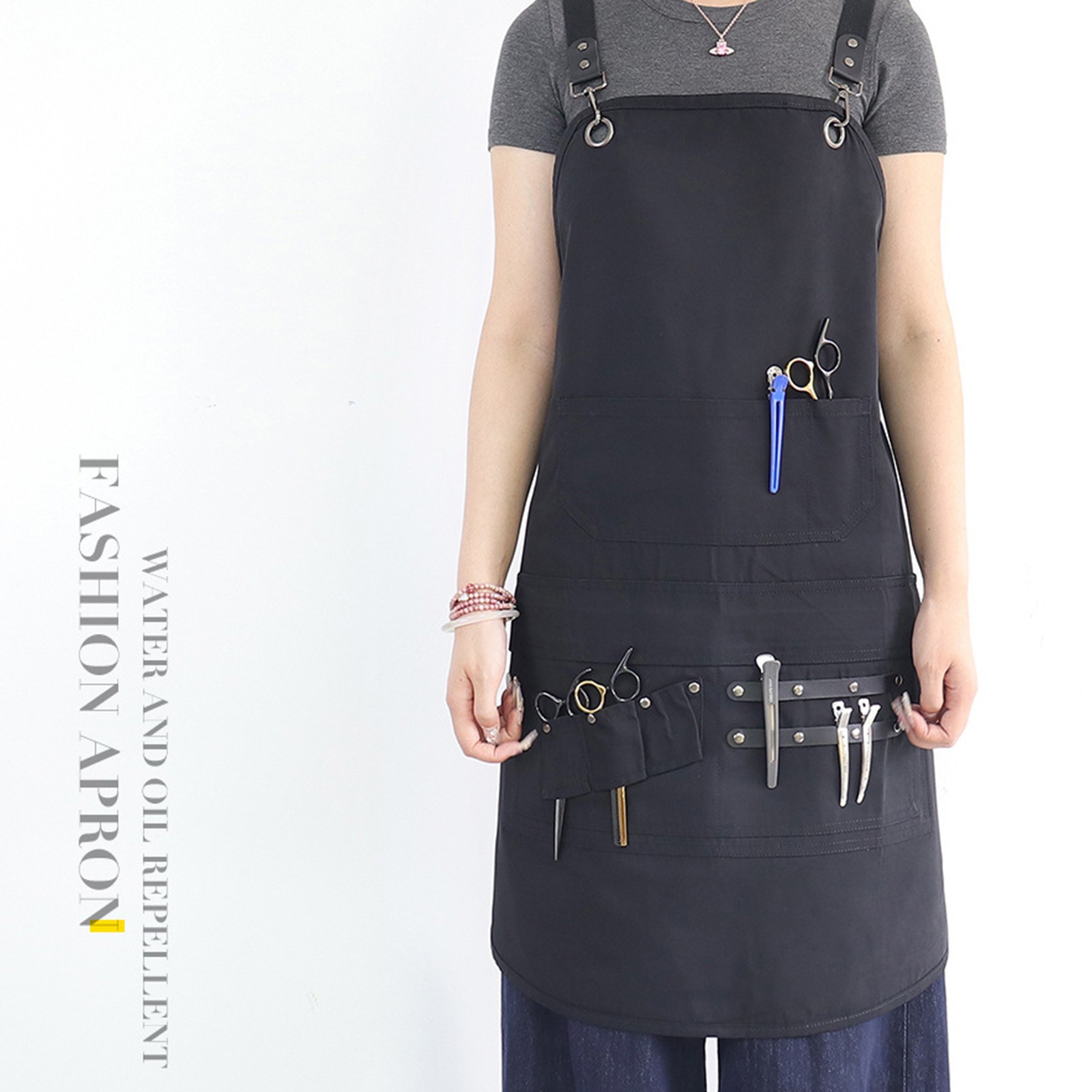Multi-Use Work Smock for Artists Cooks Stylists Polyester with XL Pockets, Unisex Protective Apron
