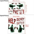 thumbnail image 3 of Halloween Bloody Zombie Window Clings, “Help! DO NOT Enter!” Horror Stickers Decals Posters, Window Bathroom Posters Cover Creepy Party Halloween Decoration, 3 of 9