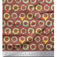 thumbnail image 1 of Soimoi Brown Georgette Viscose Fabric Wreath Floral Decor Fabric Printed Yard 42 Inch Wide, 1 of 3