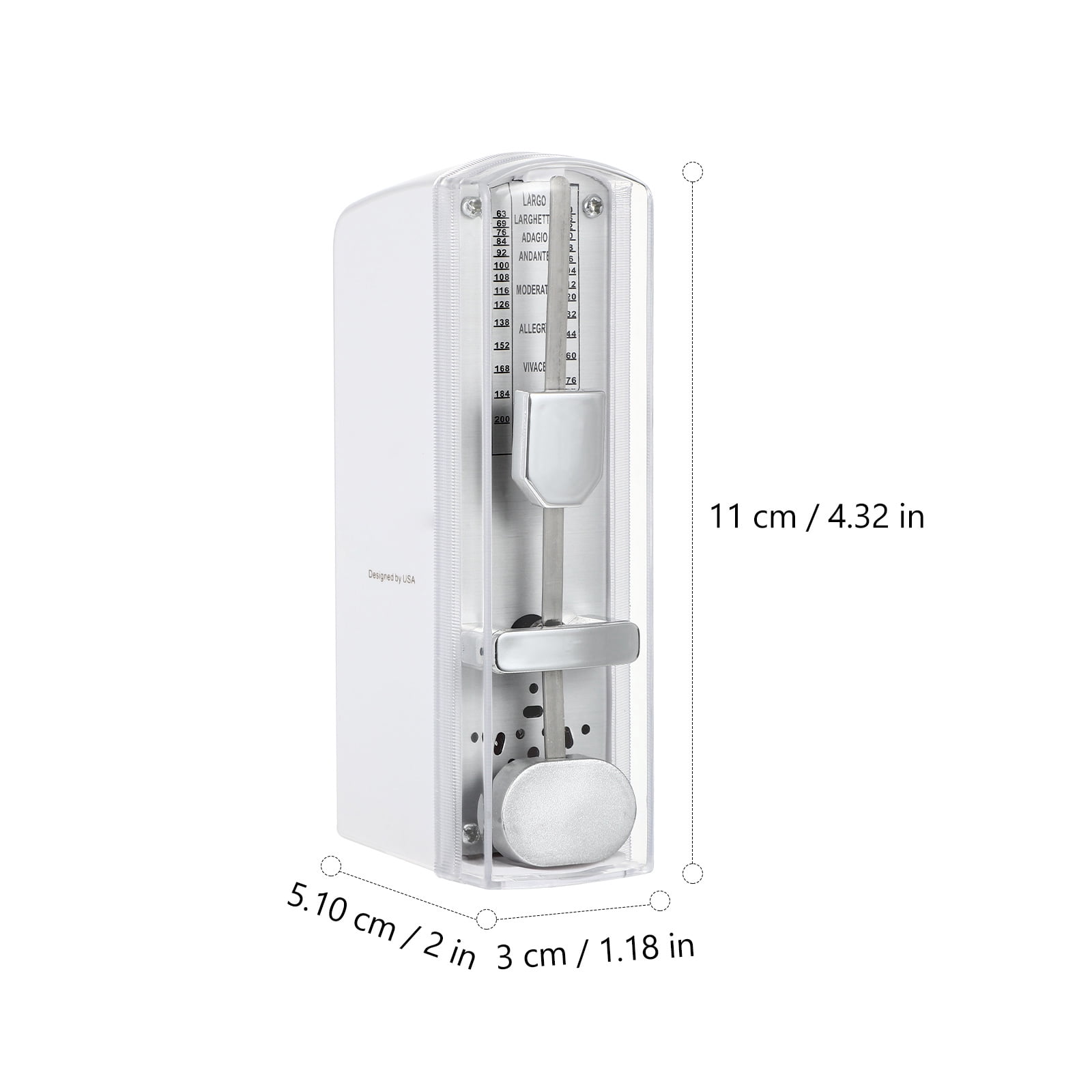 FONDOTIN Portable Metronome for Beginners, White ABS Metal Body, Precise Tempo Keeper for Music Practice and Instrument Training